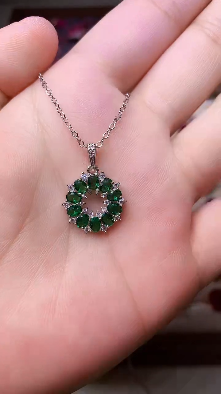 【闪购商品】祖母绿颈饰银S925镶嵌0000