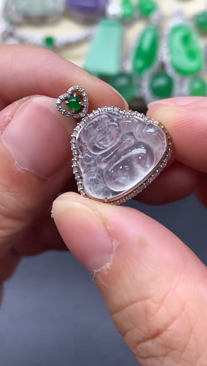 颈饰18K金镶嵌翡翠351-中国好珍宝