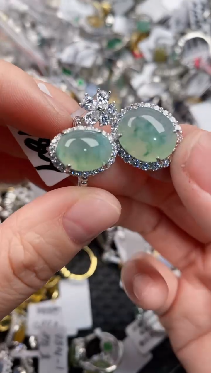 银S925镶嵌戒指翡翠333             1