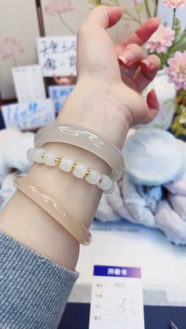 【闪购商品】石英质玉手镯未镶嵌460-财气镯-圈口59