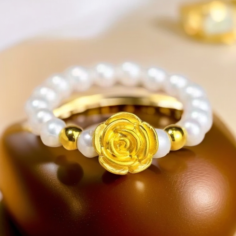 【新粉补贴W】1.2g玫瑰花戒指 2025新款中国风戒指 送妈妈礼物镀K金