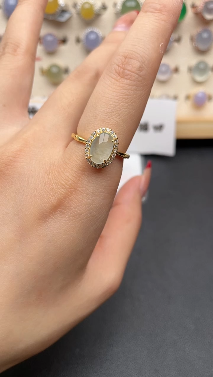 【闪购商品】翡翠戒指银S925镶嵌一物一证一礼盒