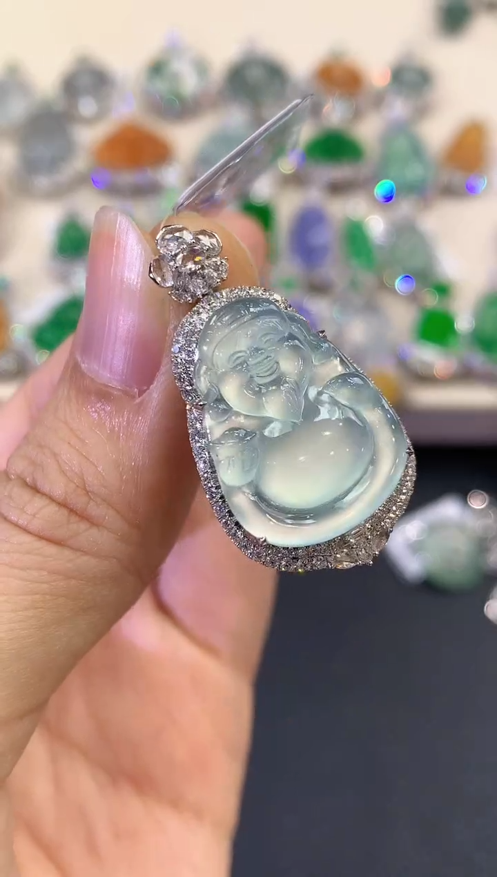 【闪购商品】翡翠吊坠(不含链)18K金镶嵌D35    