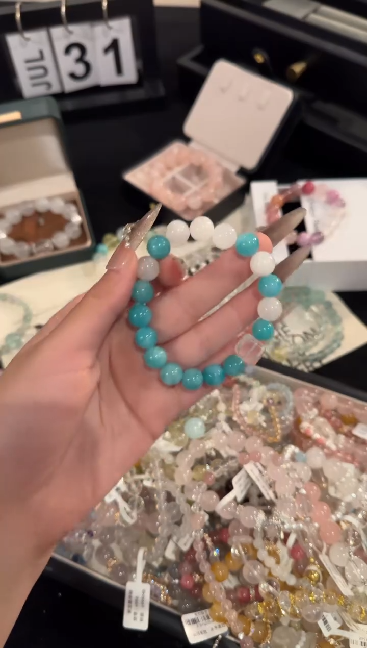 水晶手链合金天河石x2152