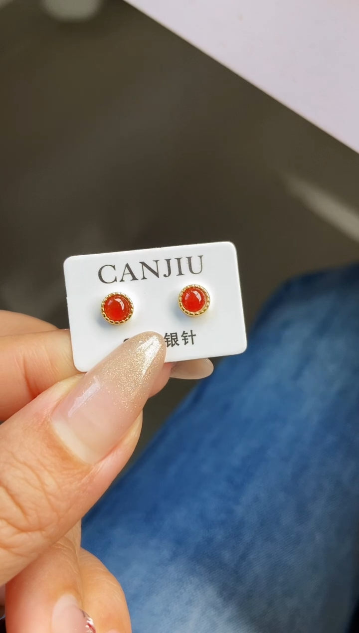 银S925镶嵌翡翠耳饰12