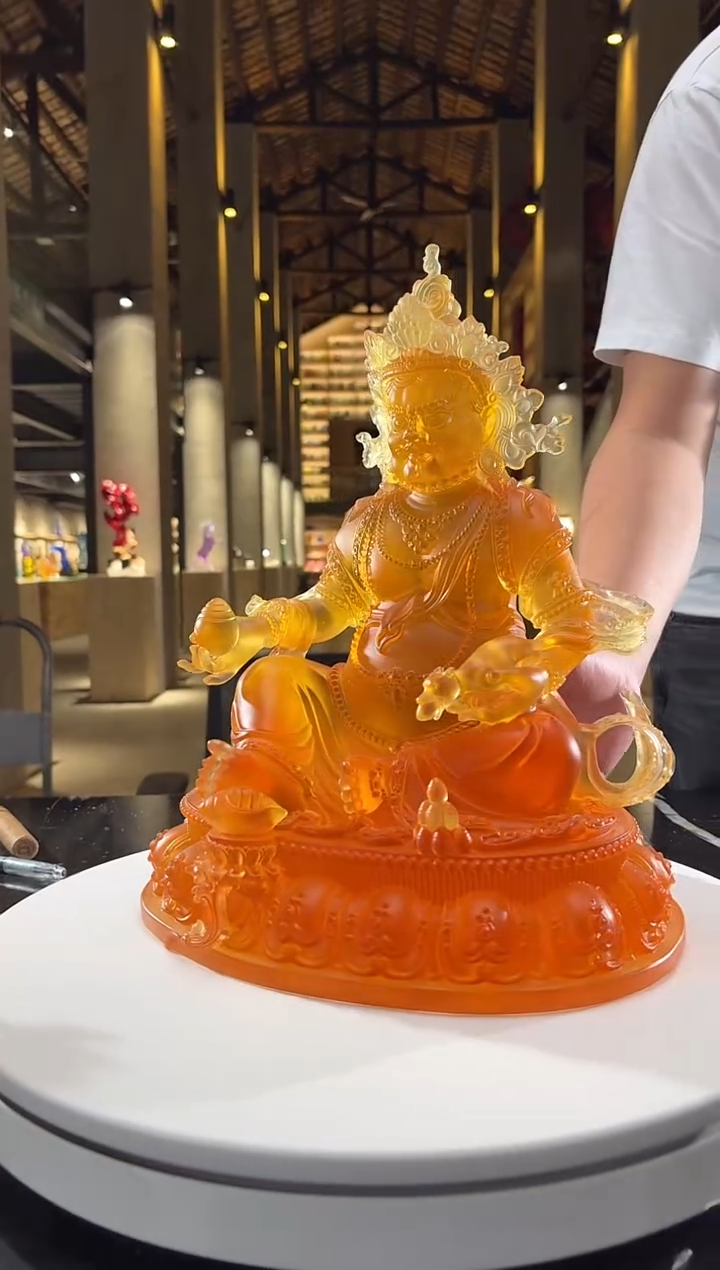 摆件琥珀金黄财神大号