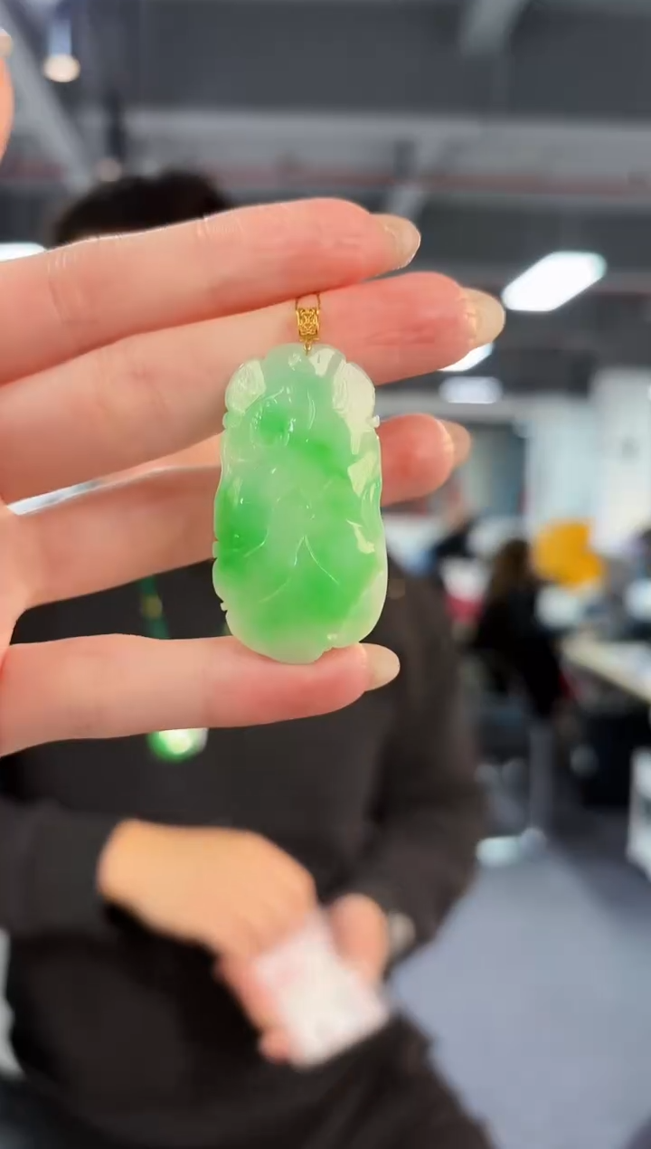 【闪购商品】翡翠颈饰18K金镶嵌缅料A货/支持复检/一件