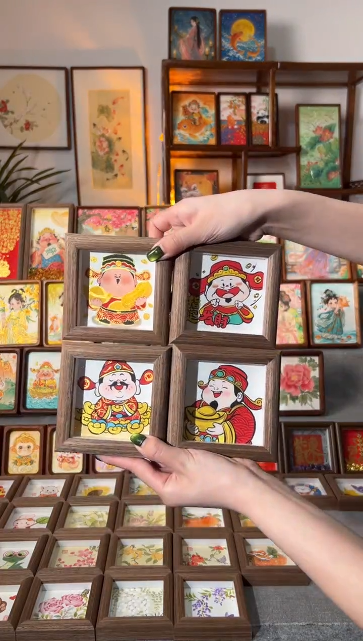 【闪购商品】国画四副财神 手绘国画11