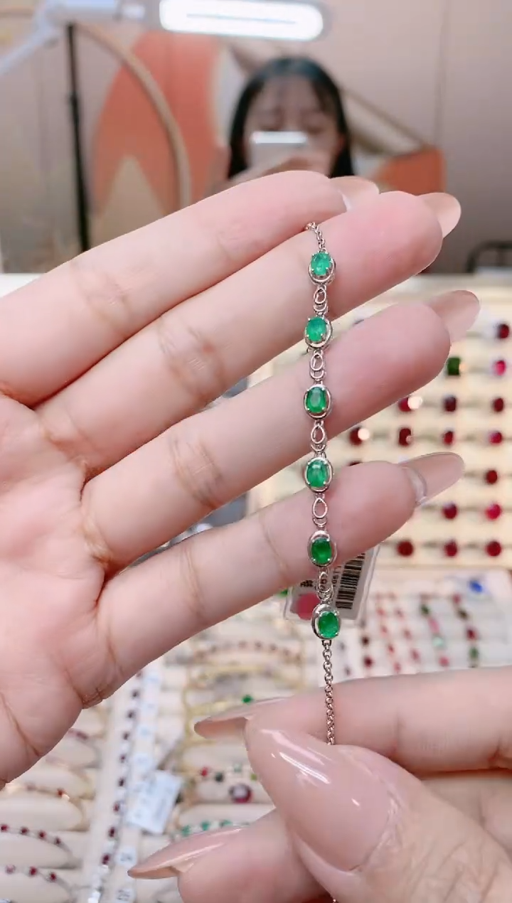 【闪购商品】祖母绿18K金手链18K金镶嵌1