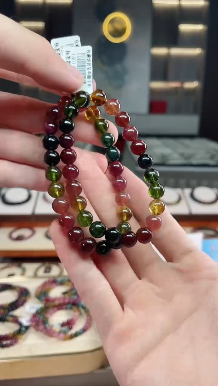 未镶嵌冰透体老矿碧玺单圈手串8mm+碧玺多样性发一条xion