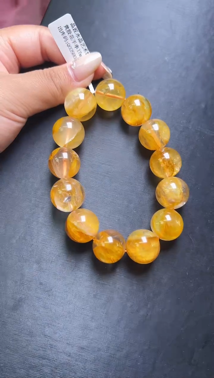 未镶嵌手串水晶黄胶花手串17mm+ JP53079 
