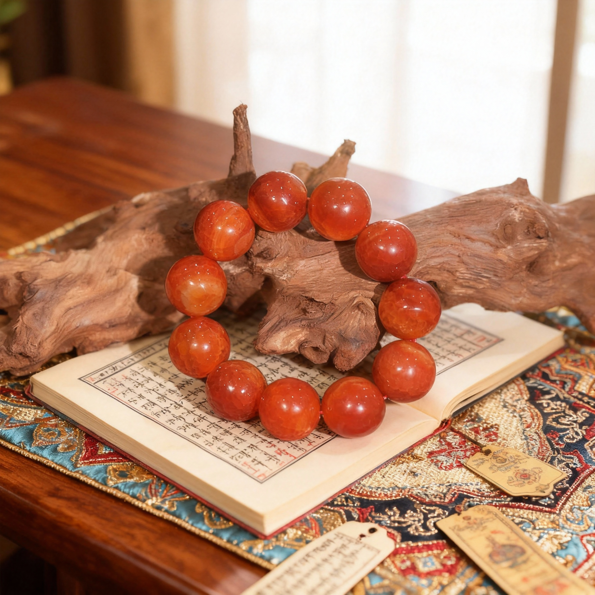 【抖音官方质检】保真天然红玛瑙手串20mm多样性发其一MN137