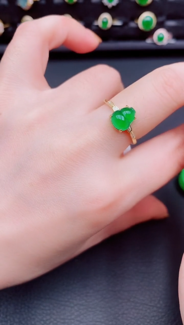 【闪购商品】翡翠戒指银S925镶嵌天然a货翡翠117