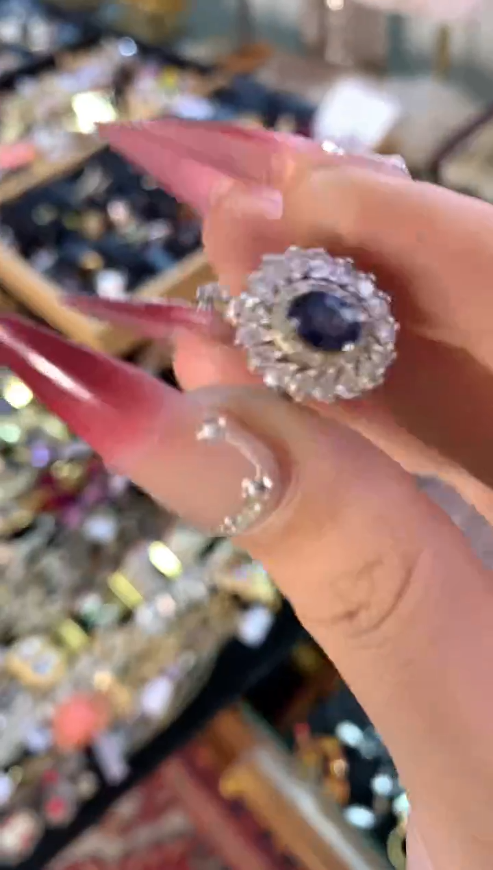 【闪购商品】蓝宝石戒指银S925镶嵌楚楚中古珠宝甄选不退换