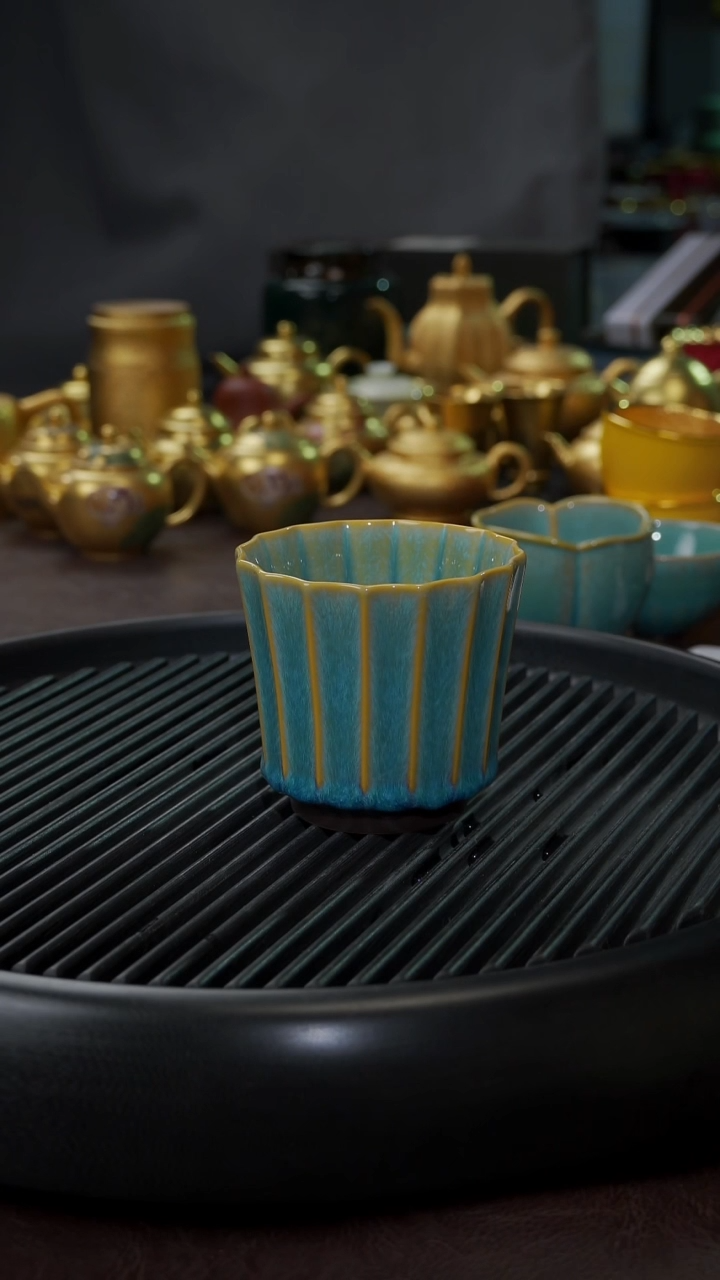 【闪购商品】杯【宜景窑蓝兔毫】翡翠白菜