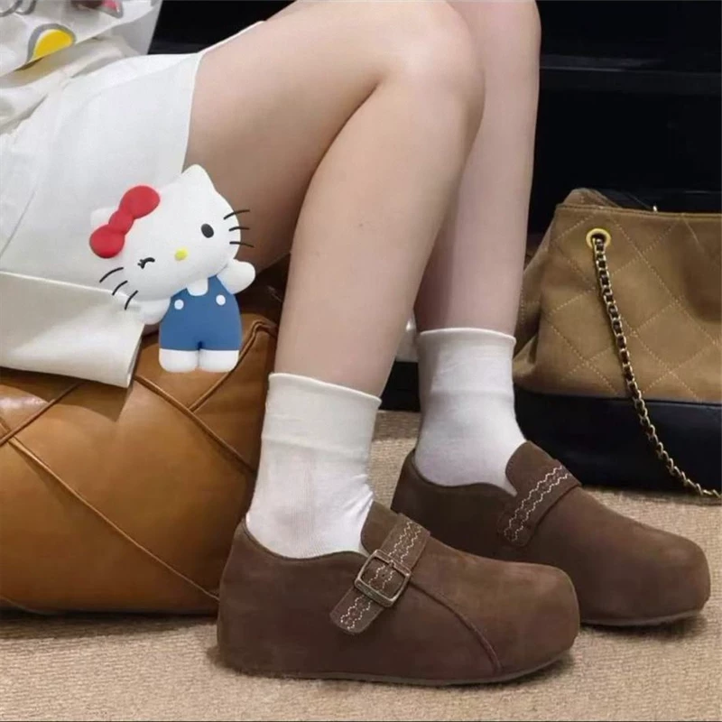 潮流复古厚底女外穿新款时尚百搭一脚蹬勃肯豆豆鞋7011