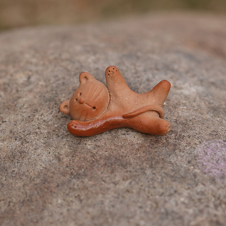 伊禾集物 日本手工匠人竹崎洋子作品 茶宠 小摆件 睡猫