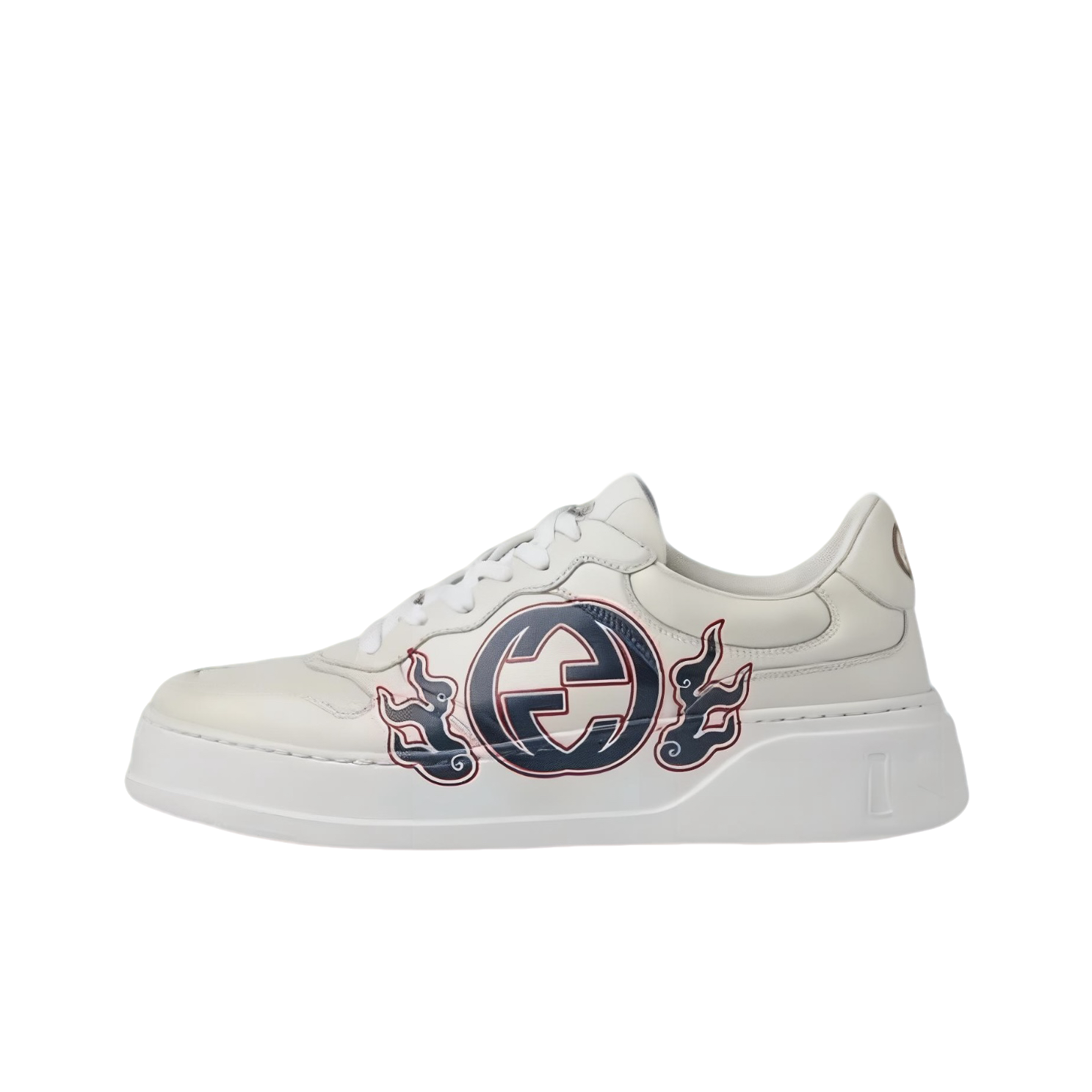 未使用 GUCCI/古驰 男款中国新年限定白色厚底休闲时尚饼干鞋板鞋