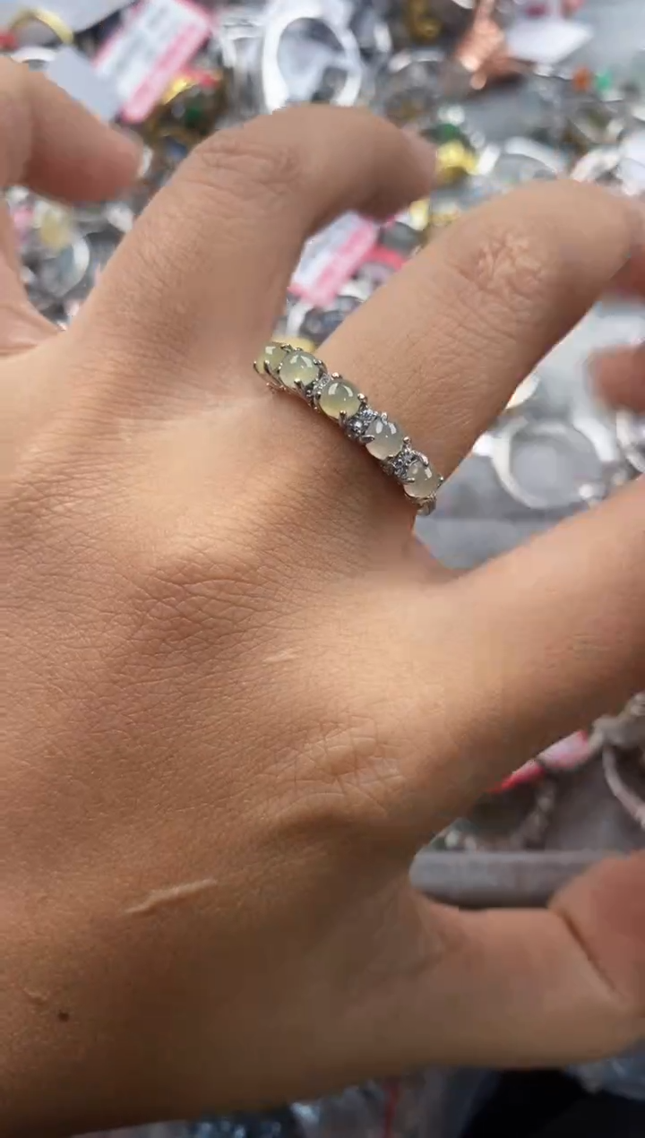 银S925镶嵌戒指翡翠7777----7