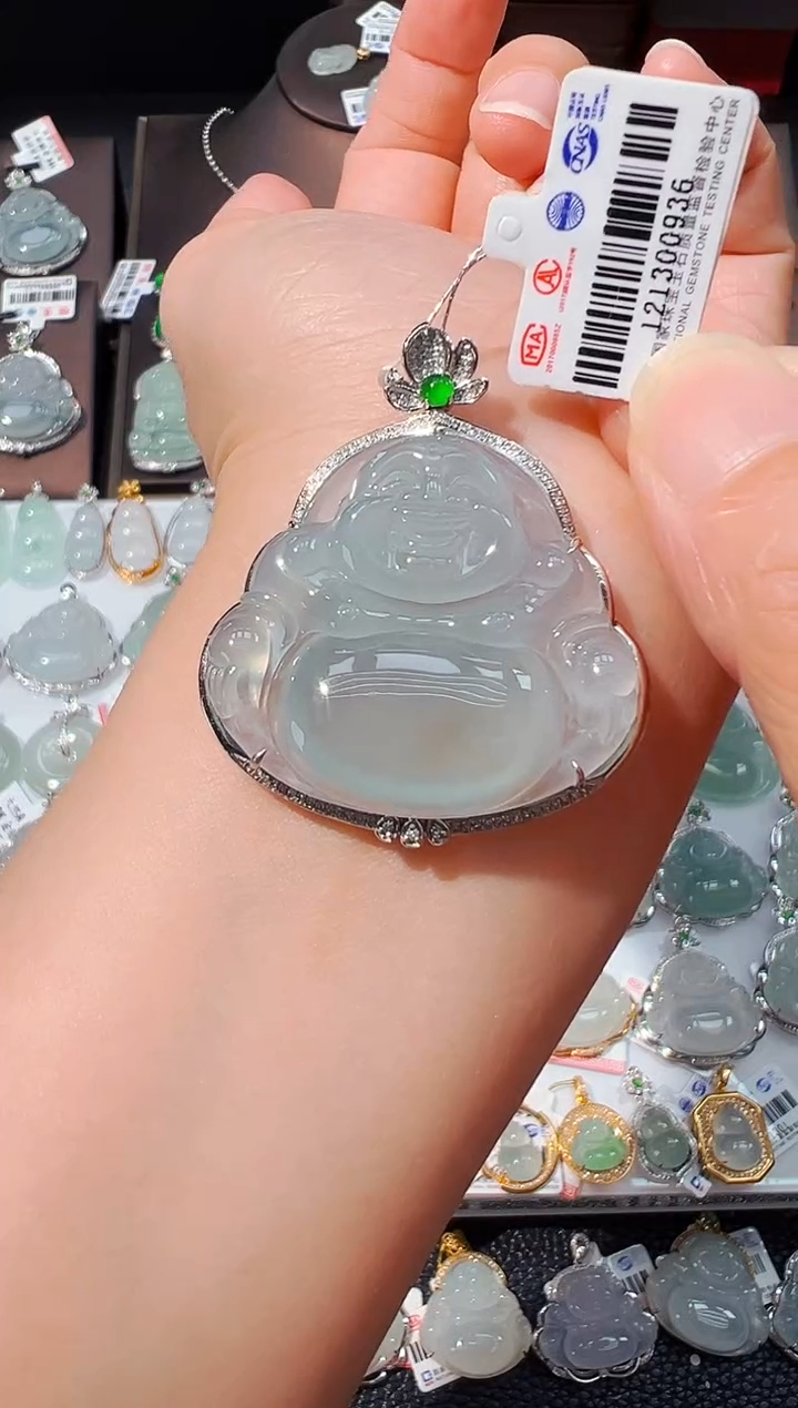 吊坠(不含链)18K金镶嵌翡翠佛公吊坠936