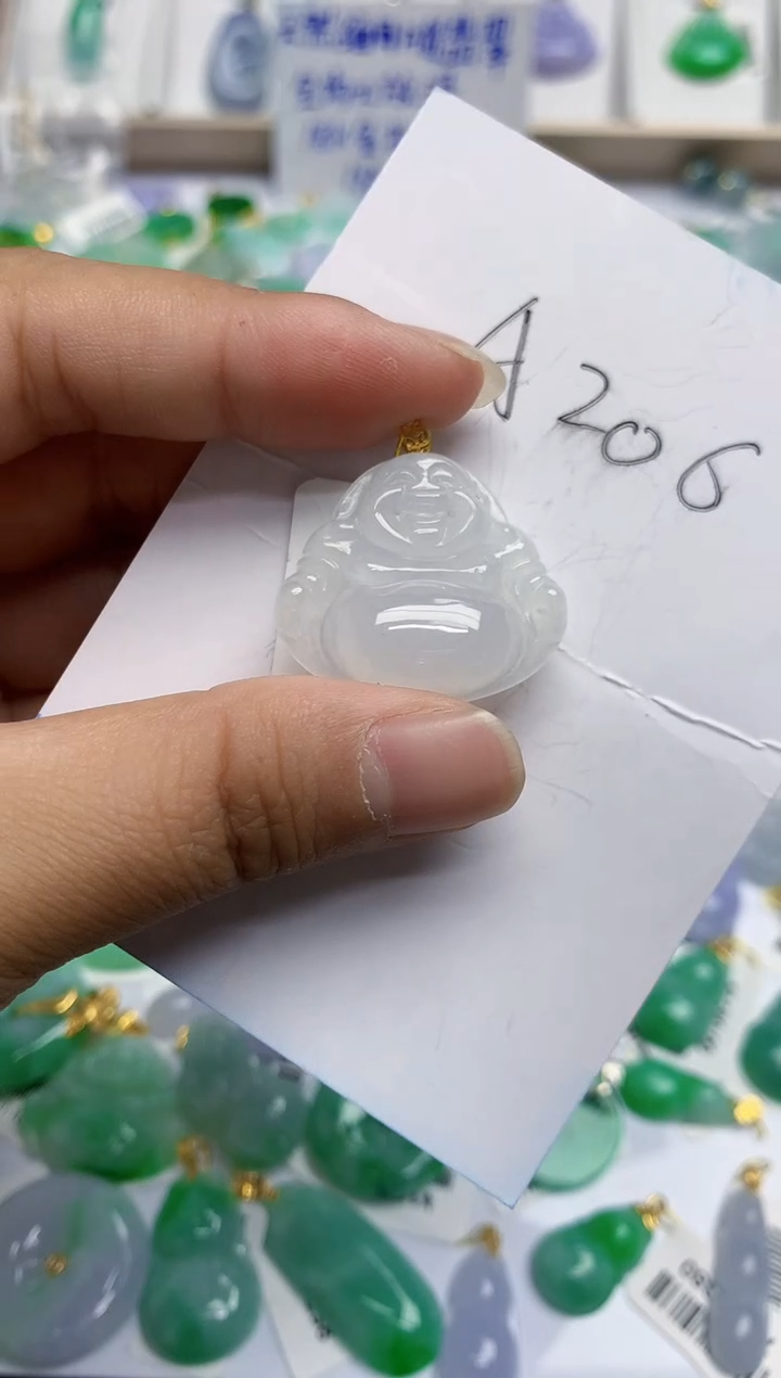 翡翠18K金镶嵌颈饰天然缅甸翡翠A货