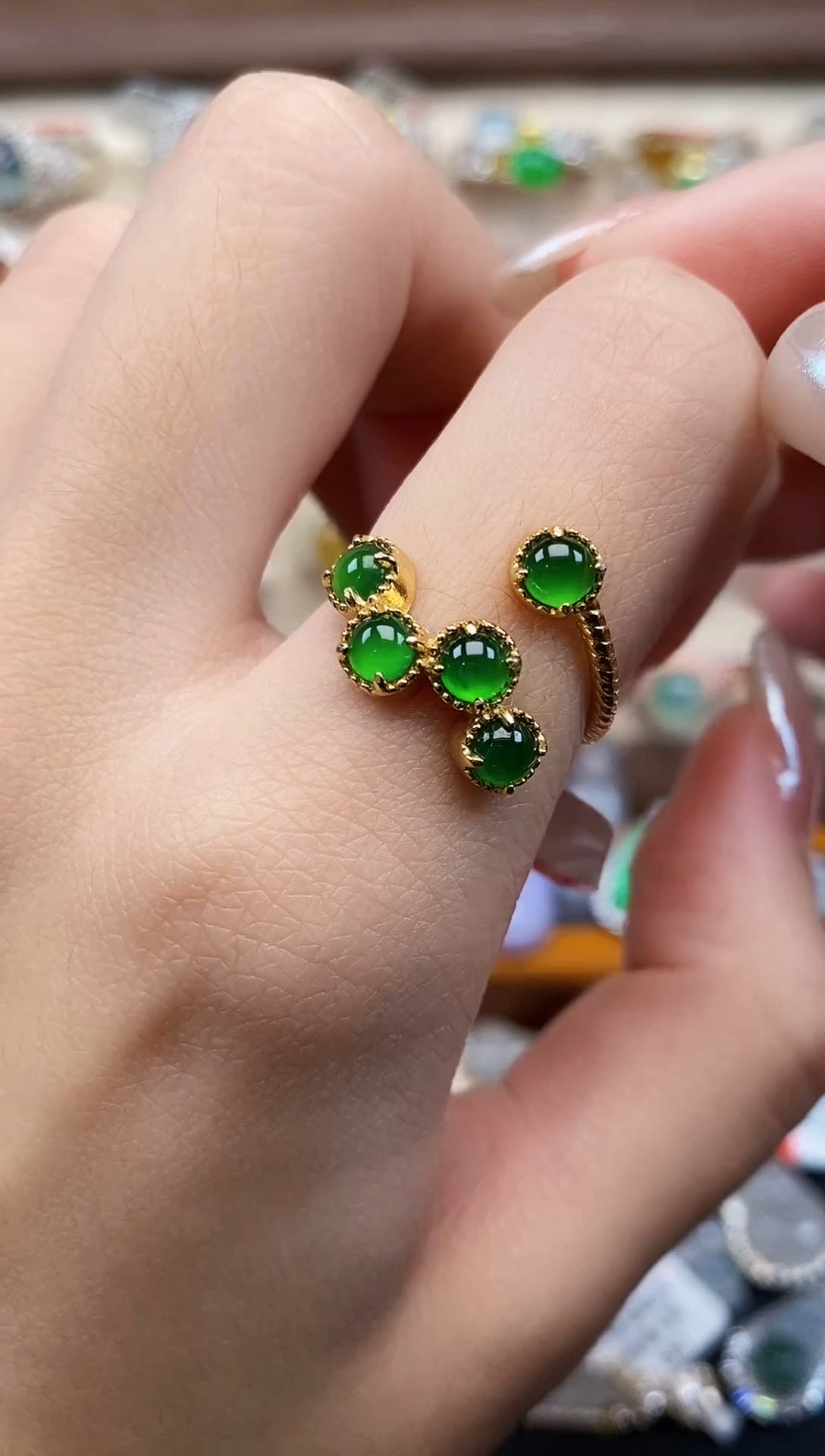 银S925镶嵌戒指翡翠天然A货翡翠4