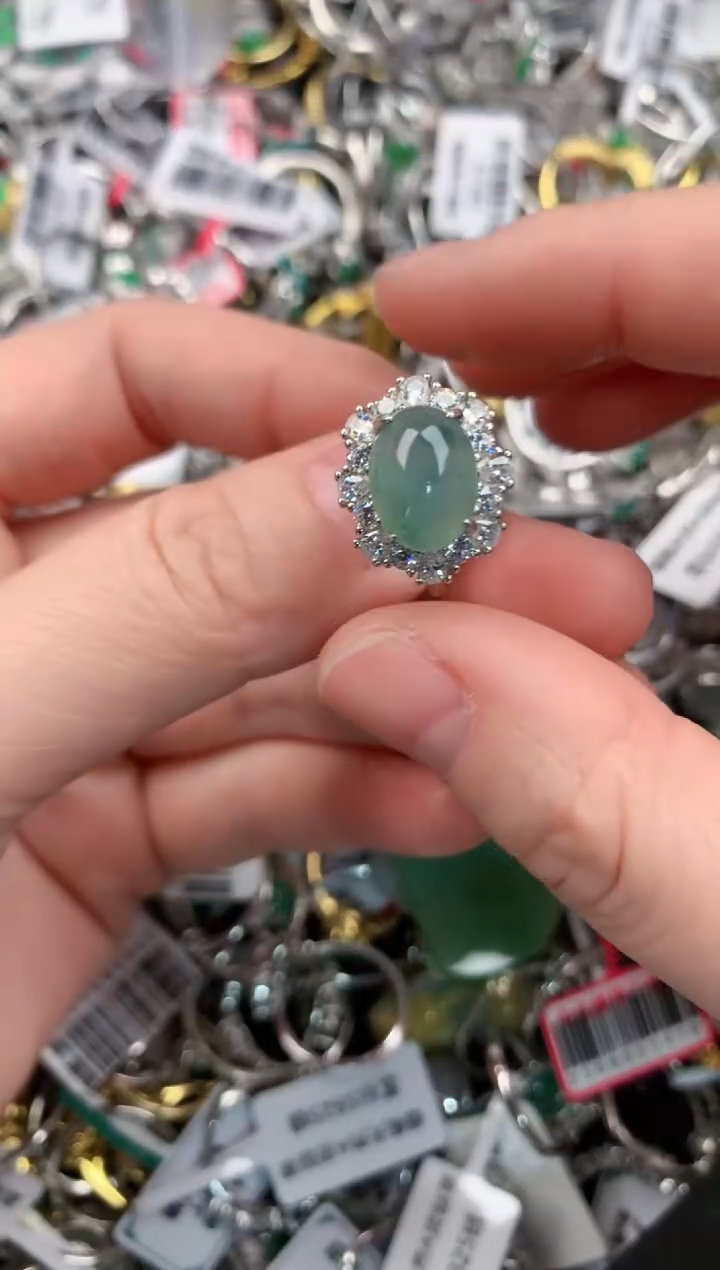 银S925镶嵌戒指翡翠222---10