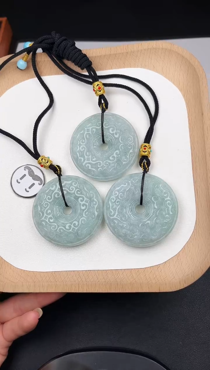 颈饰未镶嵌翡翠Y5A081仿古平安扣+送同款绳子多样性发其一