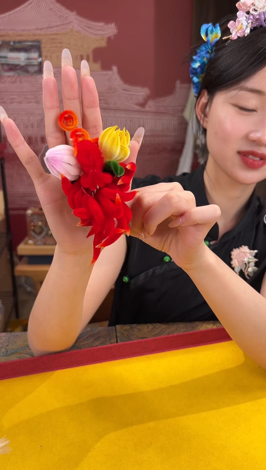 刺绣非遗绒花（发饰）