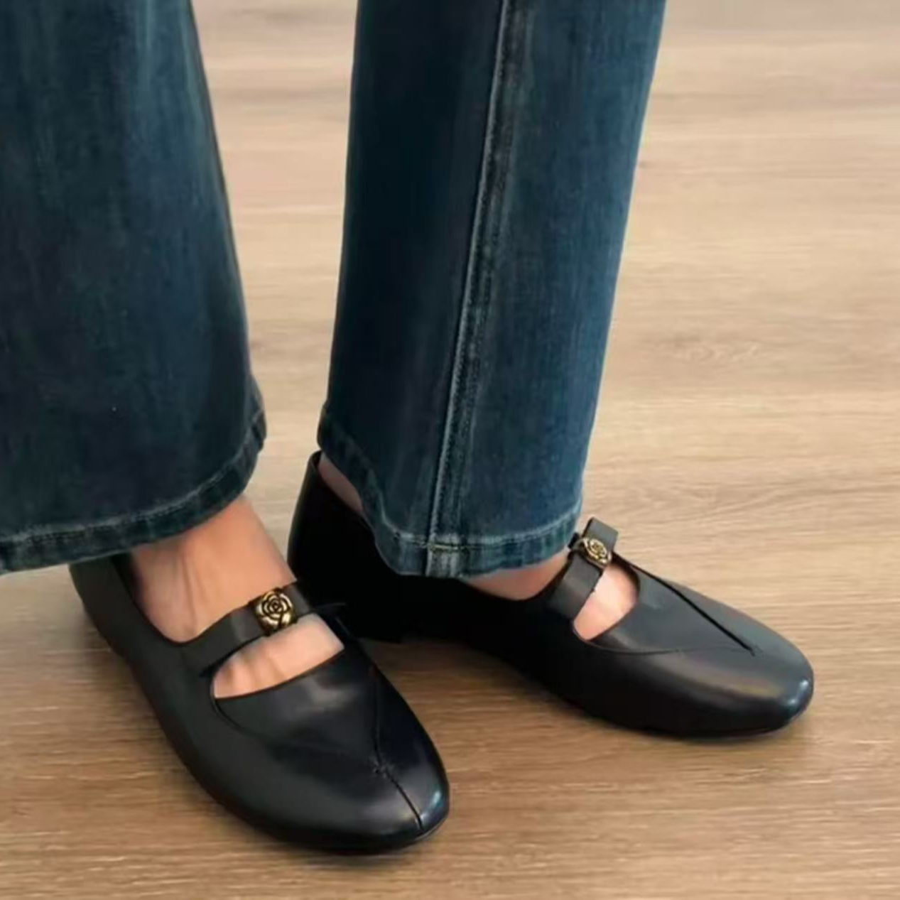 2025-1真皮复古乐福鞋女山茶花百搭平底小皮鞋英伦风单鞋2025新款