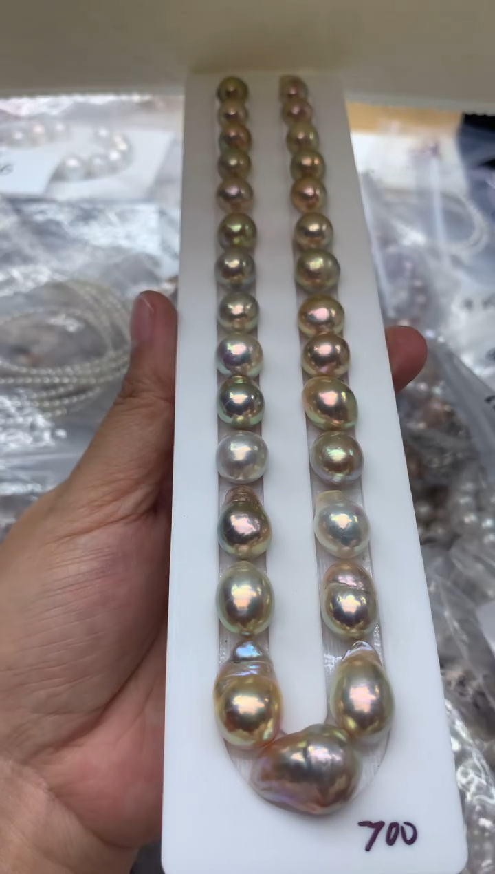 项链银S925镶嵌淡水珍珠，非无暇