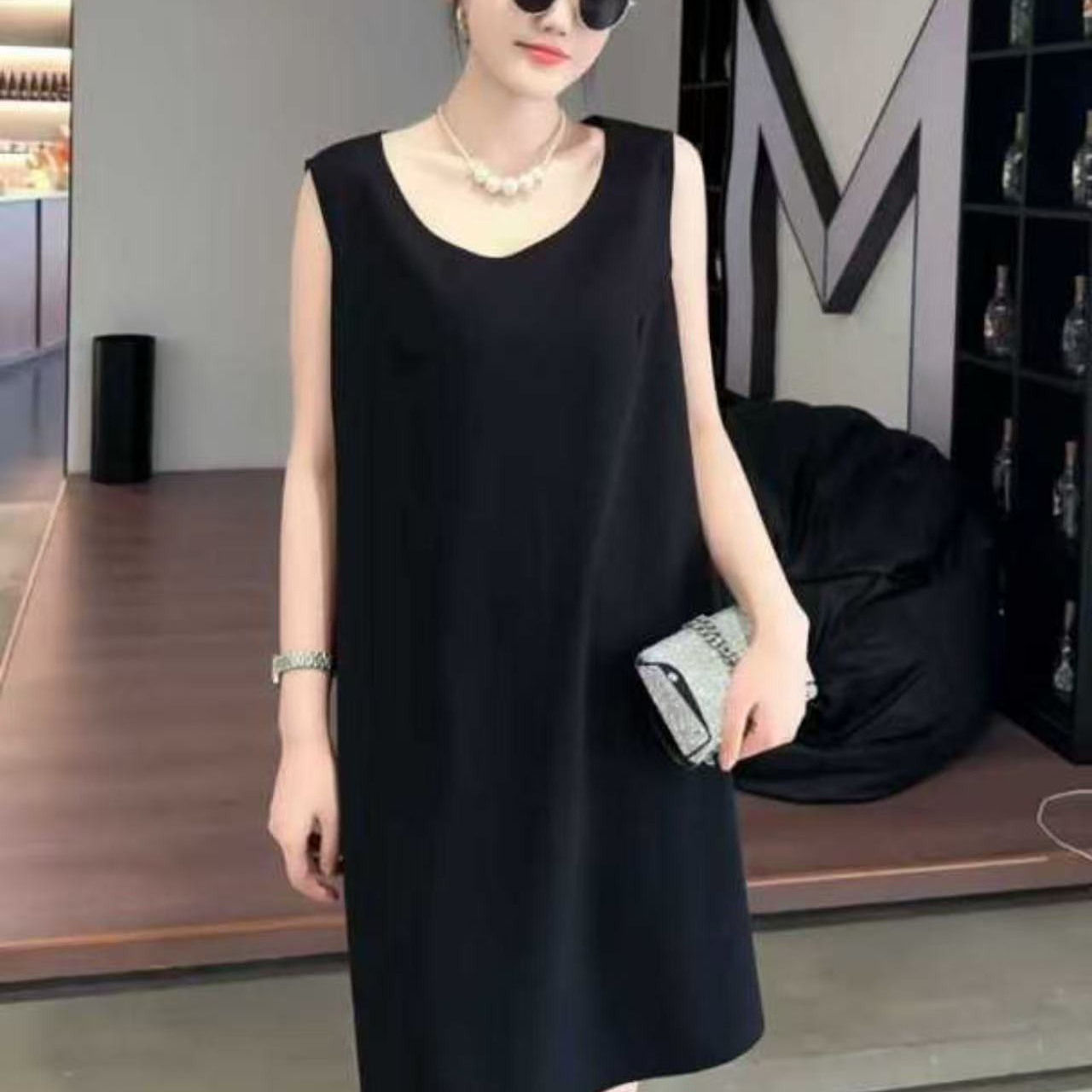 2203夏季无袖独特轻熟连衣裙--z