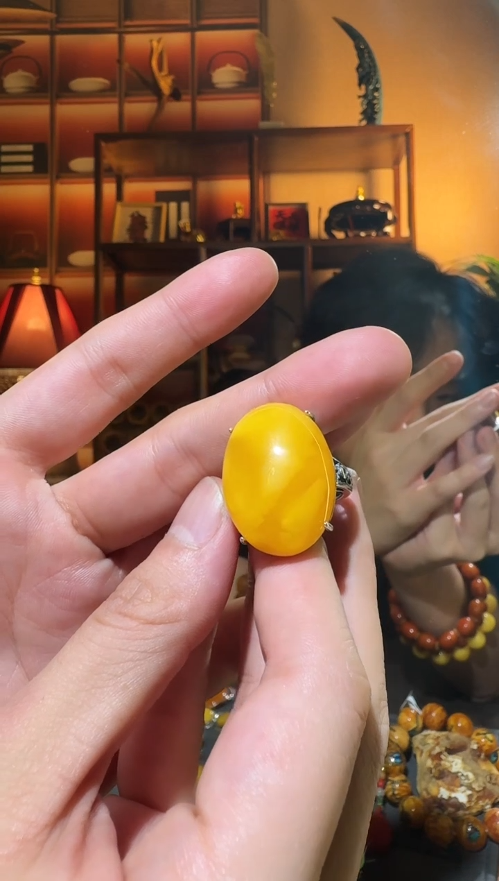 蜜蜡颈饰银S925镶嵌1982天然蜜蜡珠宝奇石