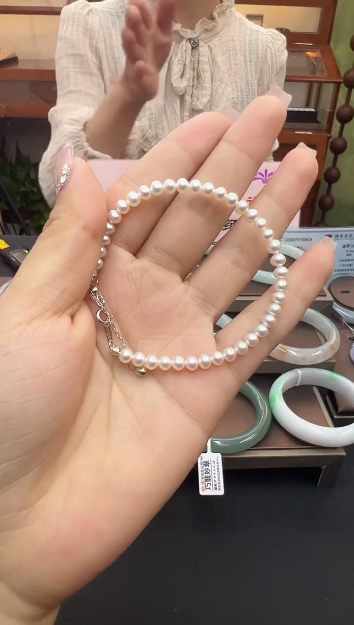 纯铜石英石珍珠手链