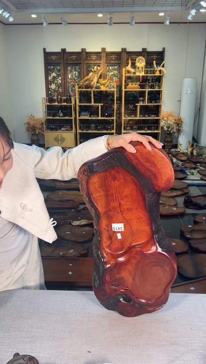 【闪购商品】大果紫檀（缅甸花梨）茶盘3415