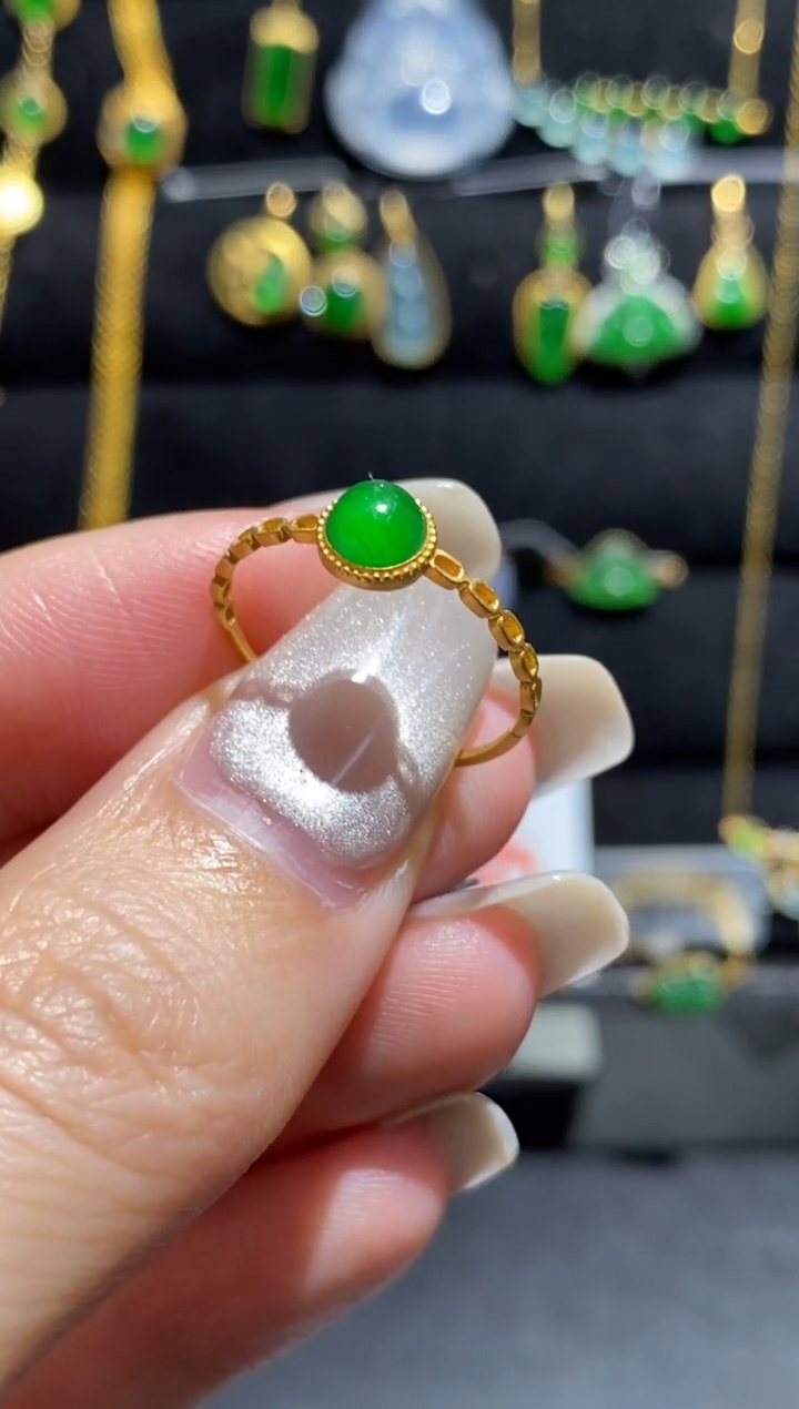 【闪购商品】翡翠戒指18K金镶嵌戒指