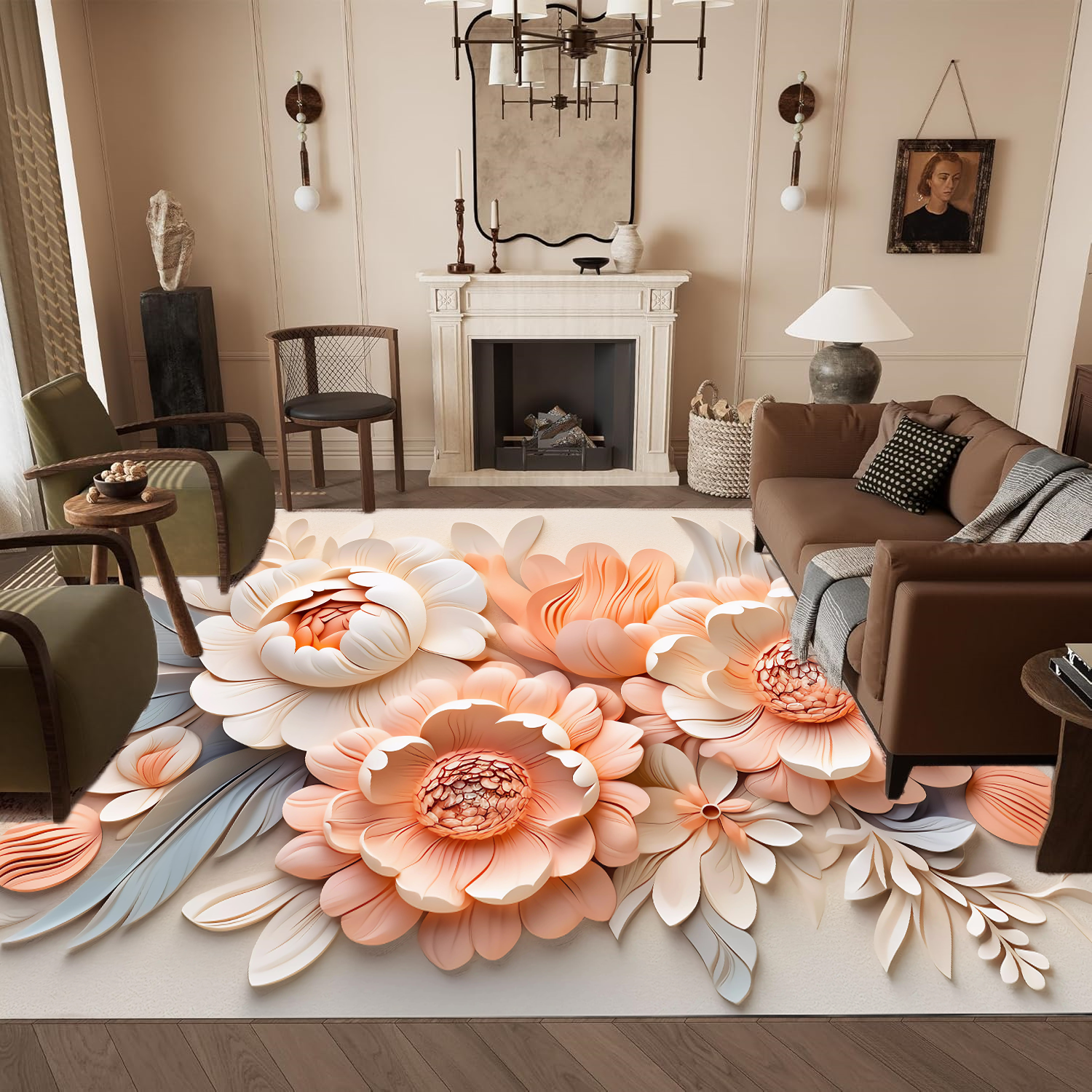 立体山茶花门厅浴室吸水垫地毯门垫脚垫地垫家用卧室卫生间垫子