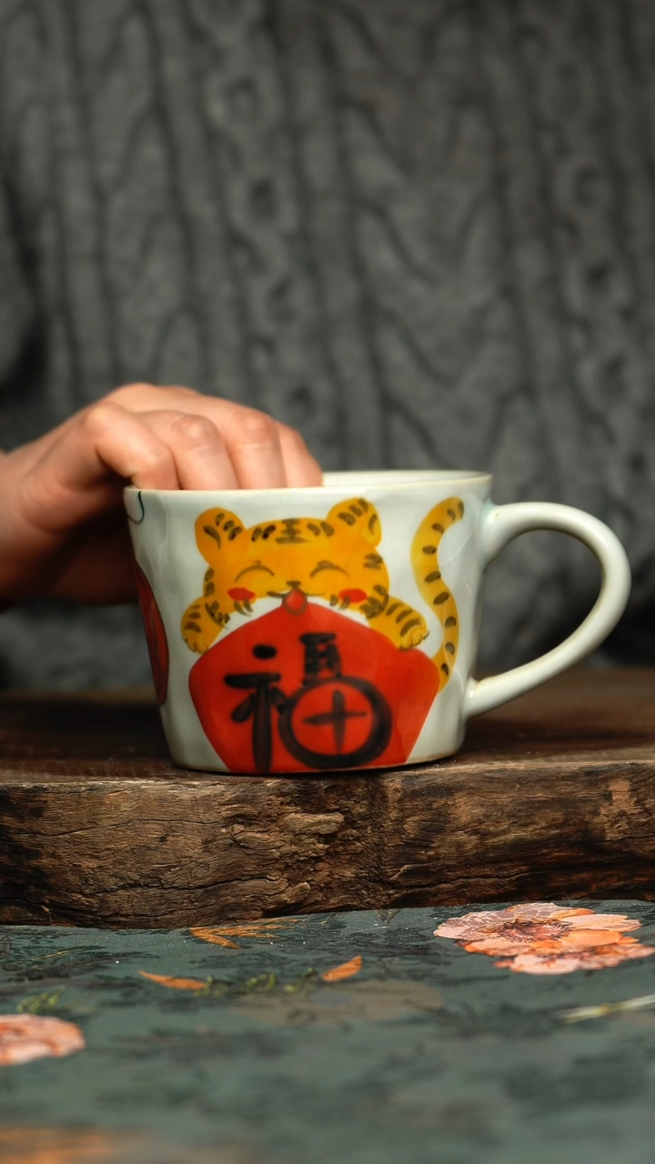 【闪购商品】杯釉下彩手工手绘同款陶器