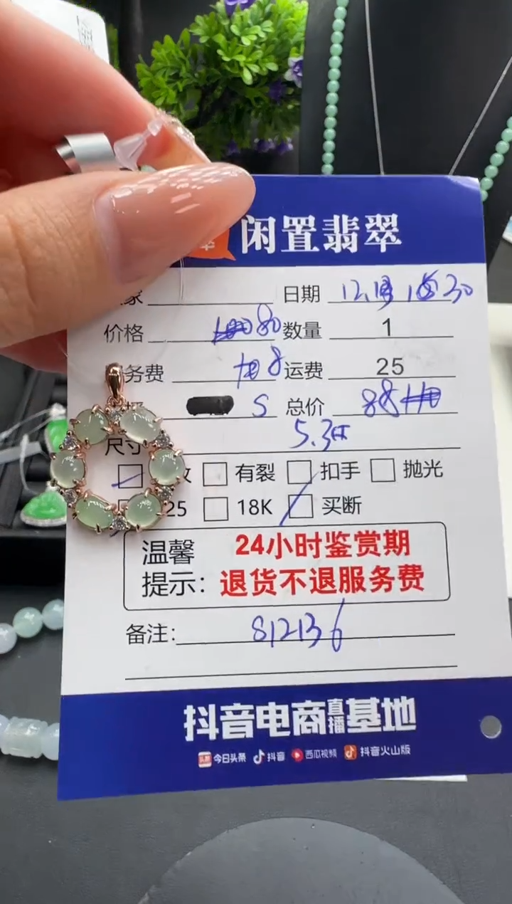 吊坠(不含链)银S925镶嵌翡翠翡翠吊坠