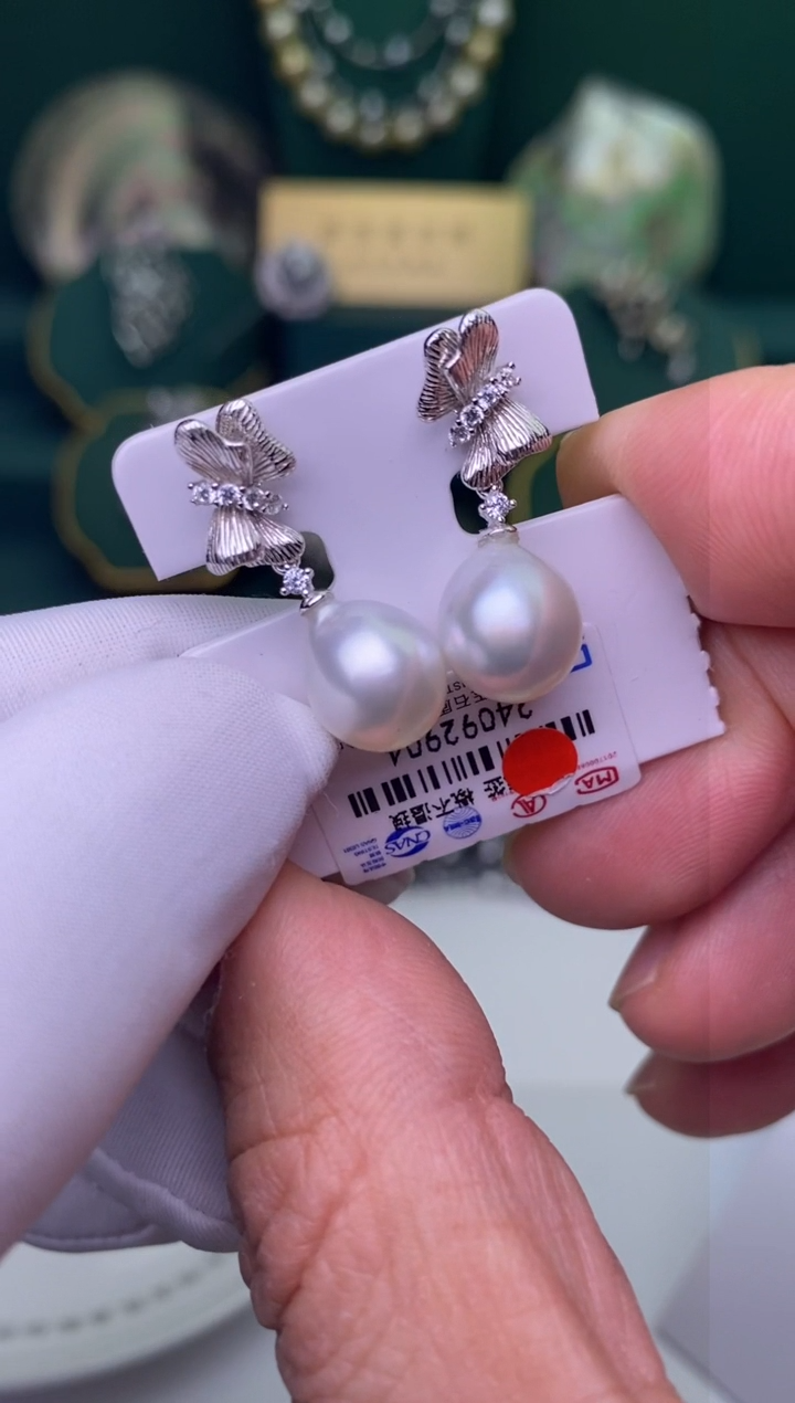 【闪购商品】海水珍珠耳饰银S925镶嵌10