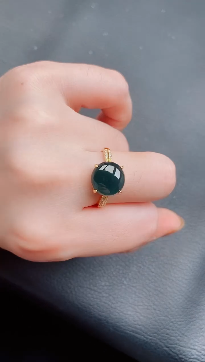 【闪购商品】翡翠戒指银S925镶嵌天然a货翡翠312