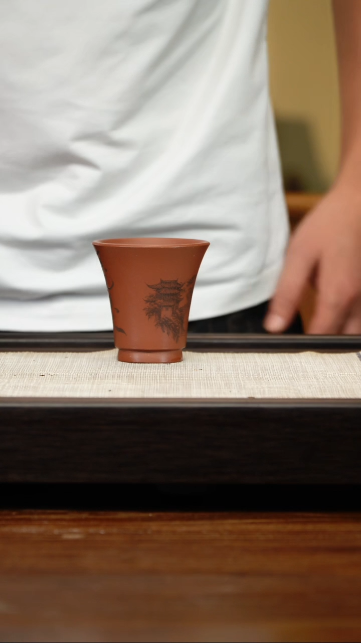 茶壶紫砂刻绘喇叭杯
