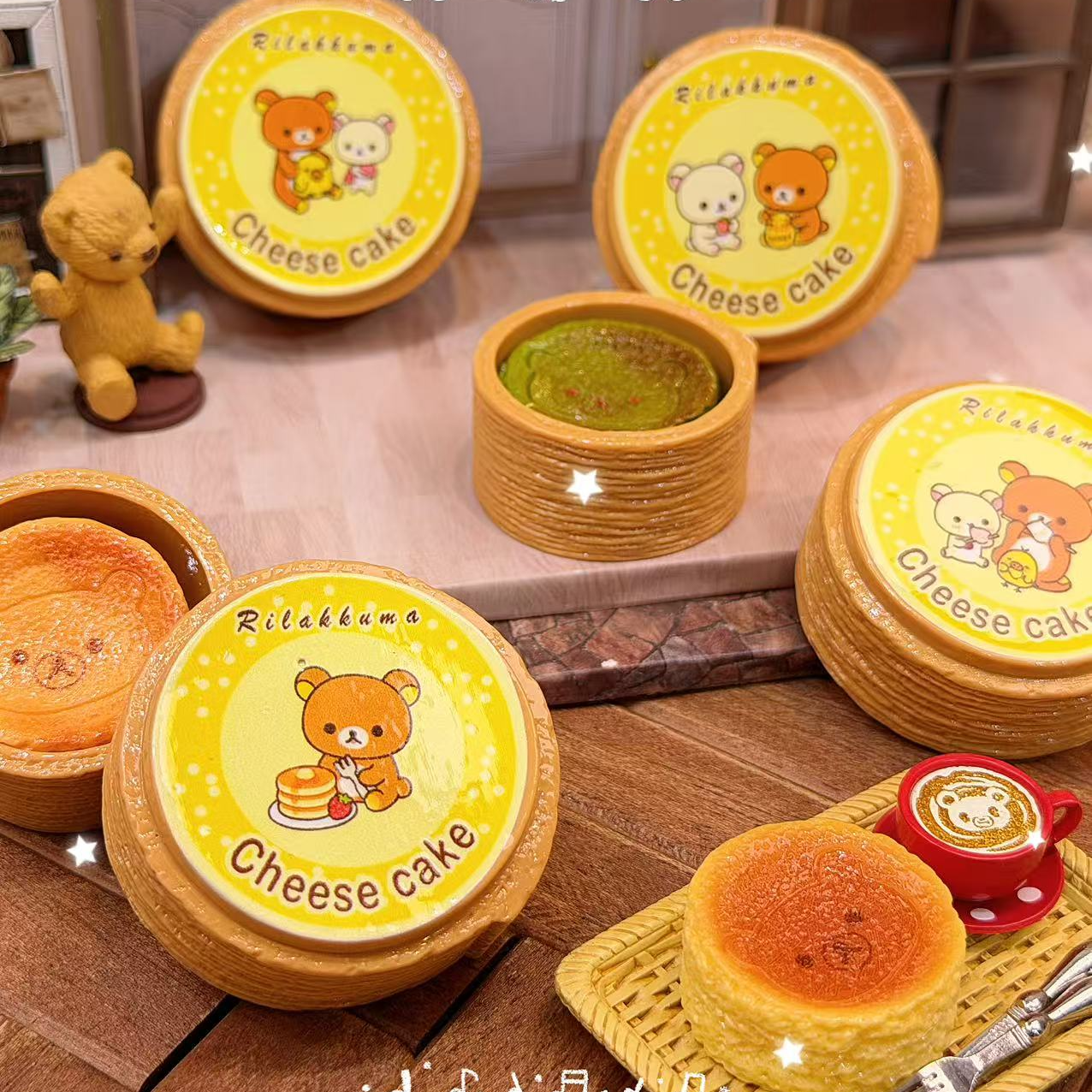 预售【开芯定制】轻松熊芝士蛋糕套装 高品树脂仿真配件 手机饰品