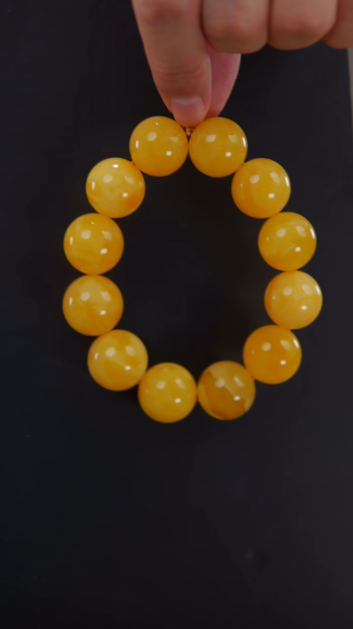 【闪购商品】蜜蜡手链未镶嵌焦皮料圆珠手串57.75