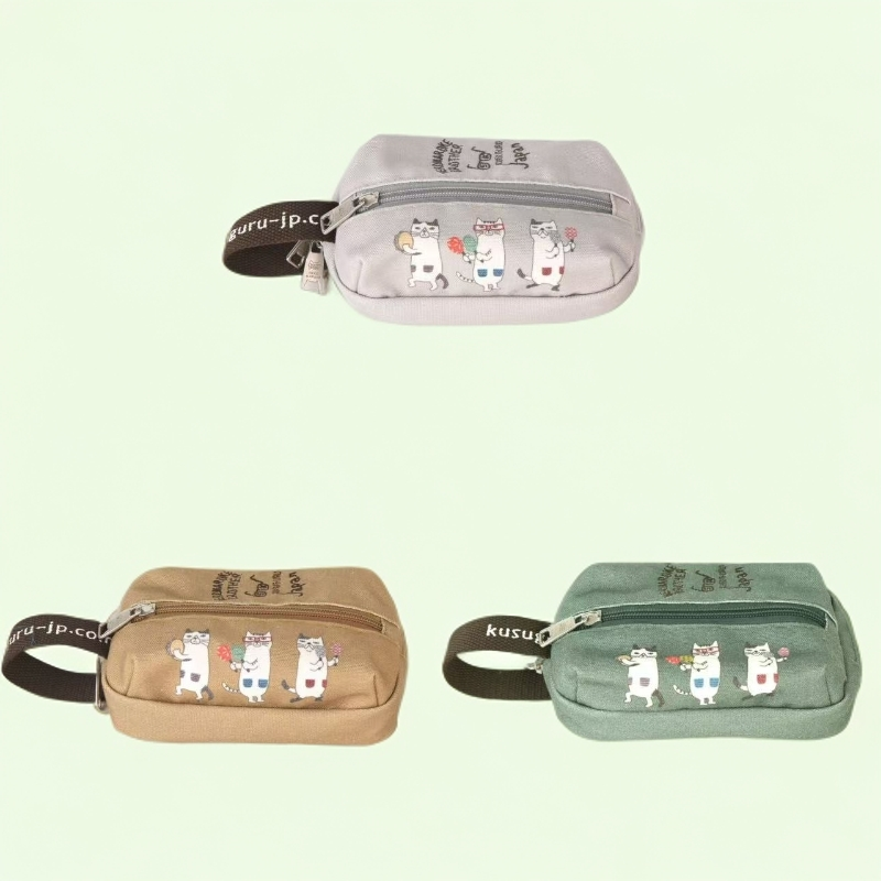 日本kusuguru刺绣猫咪手提包收纳化妆包 09378