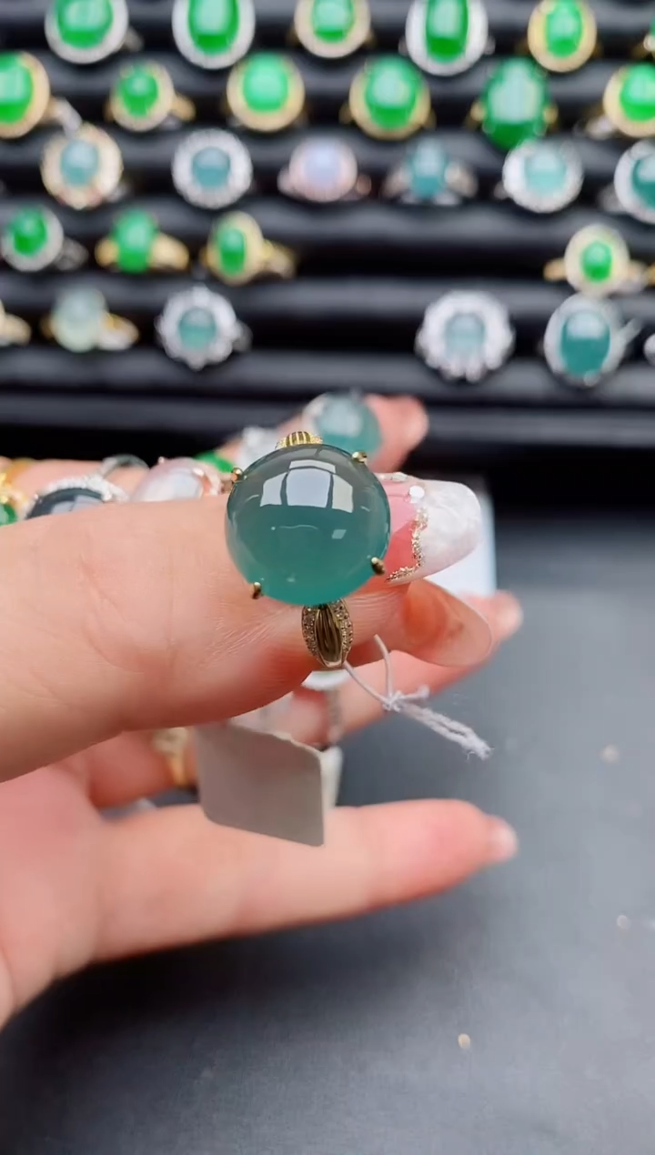 【闪购商品】翡翠戒指银S925镶嵌08000