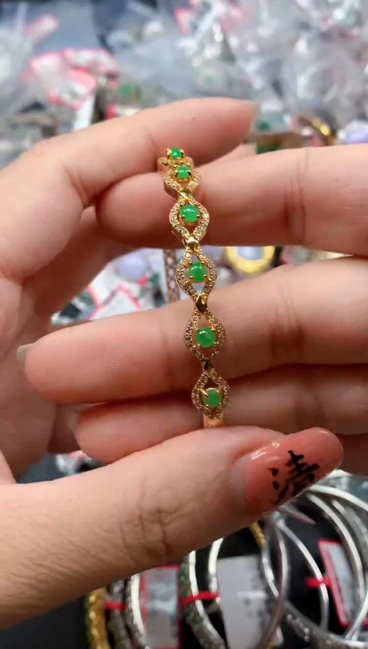 银S925镶嵌戒指翡翠天然A货缅甸翡翠