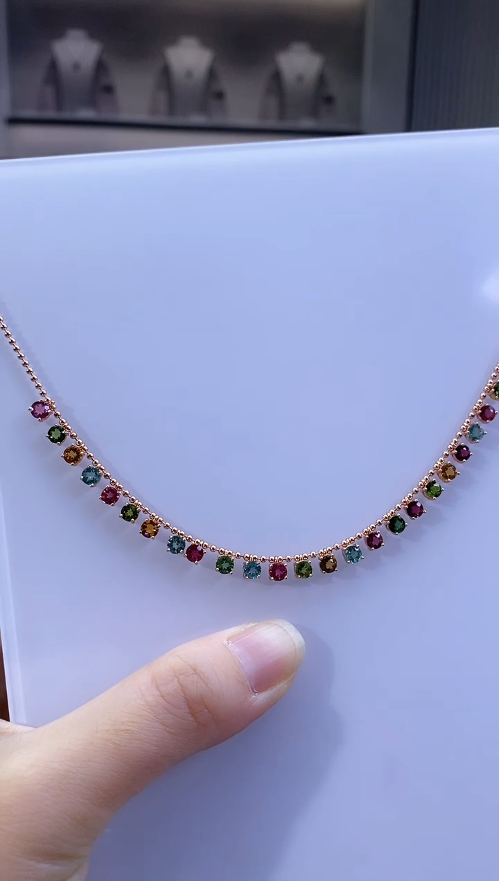 银S925镶嵌项链碧玺222222222