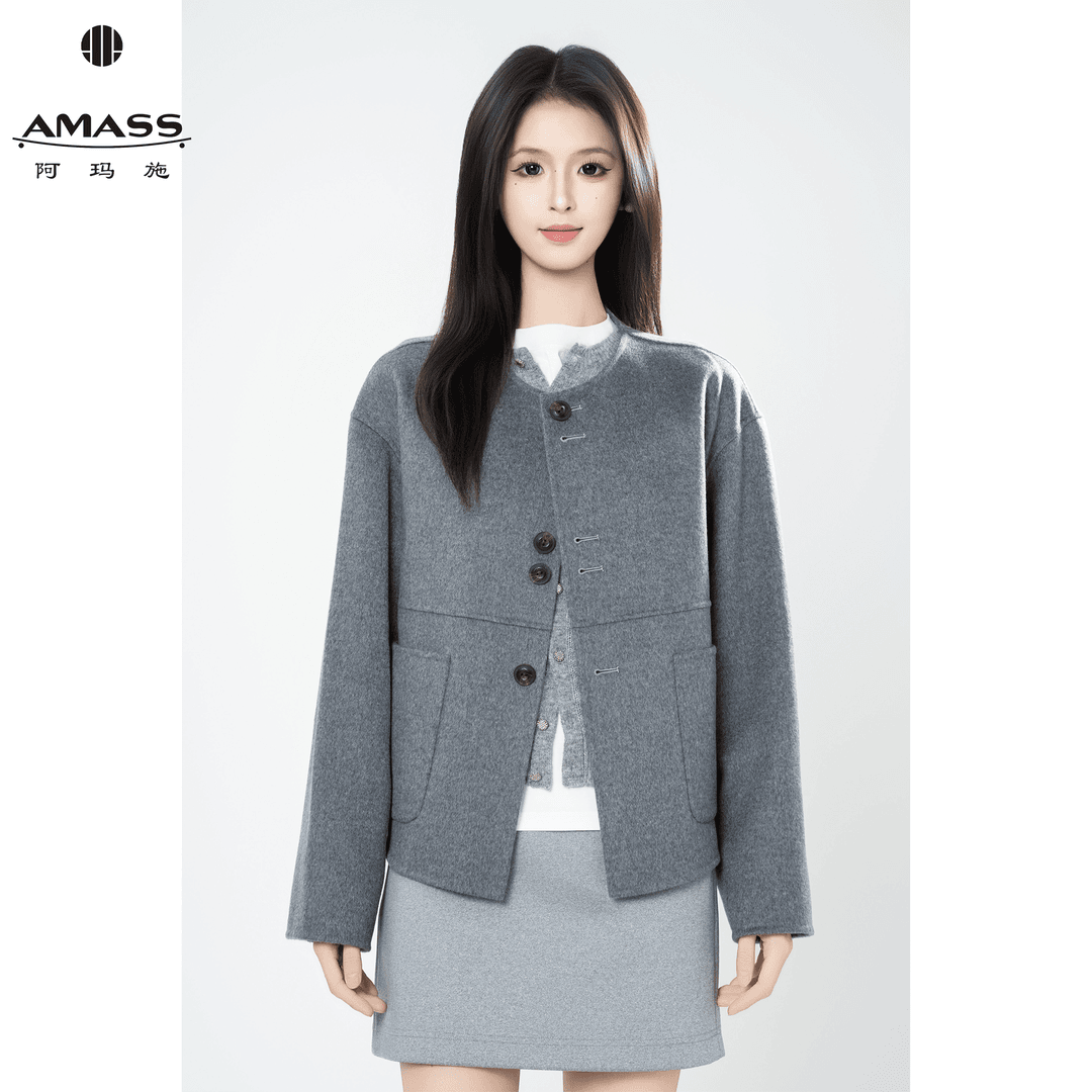 AMASS/阿玛施秋冬新款高级感复古轻奢老钱风时尚毛呢外套女540006