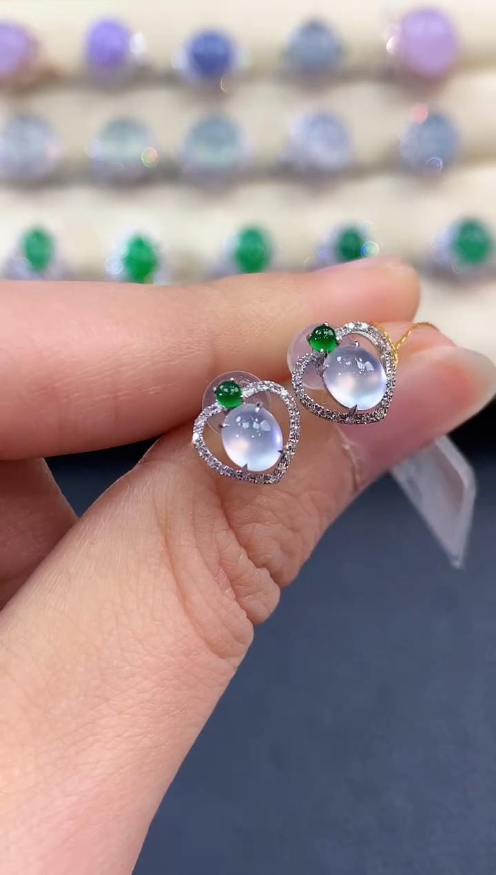 【闪购商品】翡翠耳饰18K金镶嵌 B8         